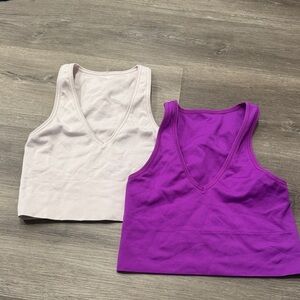 Athleta Women's Purple and Light Pink Tank Tops
